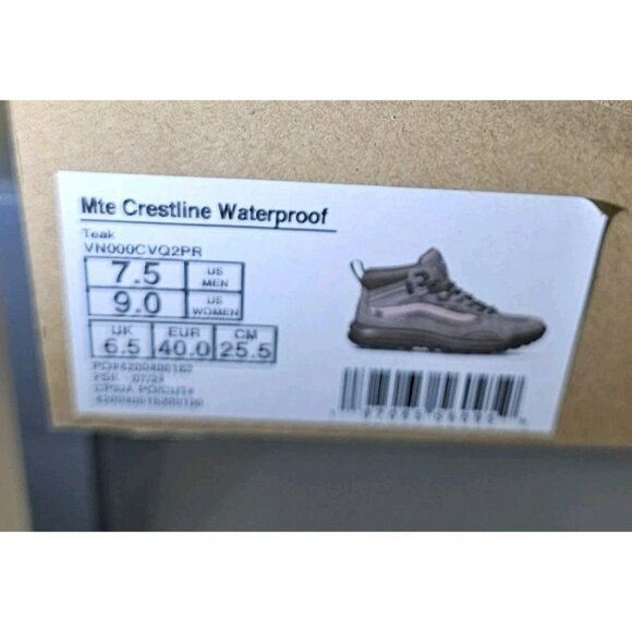Vans Unisex Teak Mte Crestline Waterproof Hiking Boots Size Men's 7.5/Women's 9 - Picture 3 of 16